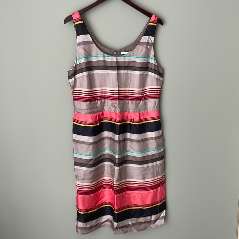 Banana Republic striped silk A-line sleeveless dress